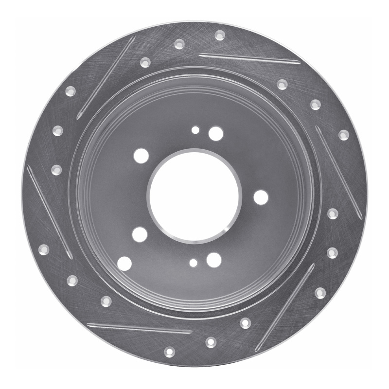 Hyundai Santa Fe Brake Rotor (1) - Rear Right - R1 Concepts - Drilled & Slotted - Silver - `01-`16